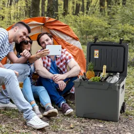 40 L Ice Chest Hard Cooler with Wheels and Handle-Grey