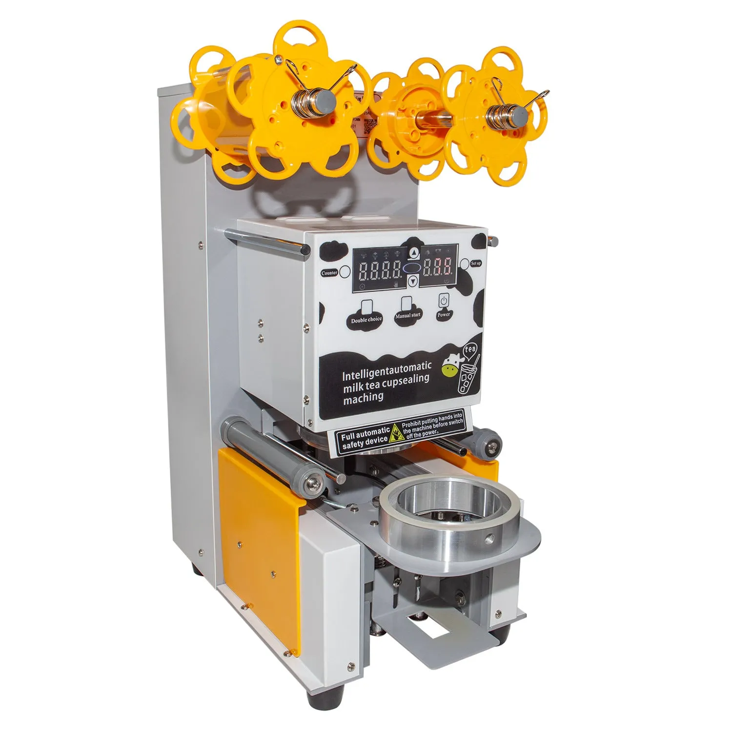 A-FCS608 Boba Cup Sealing Machine | Commercial Use | Automatic Cup Sealer | 400-600 cups/h | Cups 3.5” & 3.7” (90 & 95 mm) diameter / 7” (180 mm) max height