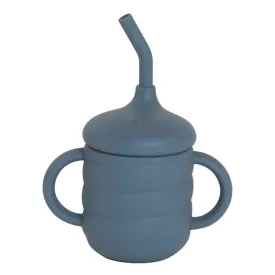 All4Ella Silicone Sippy Cup With Straw Slate Blue