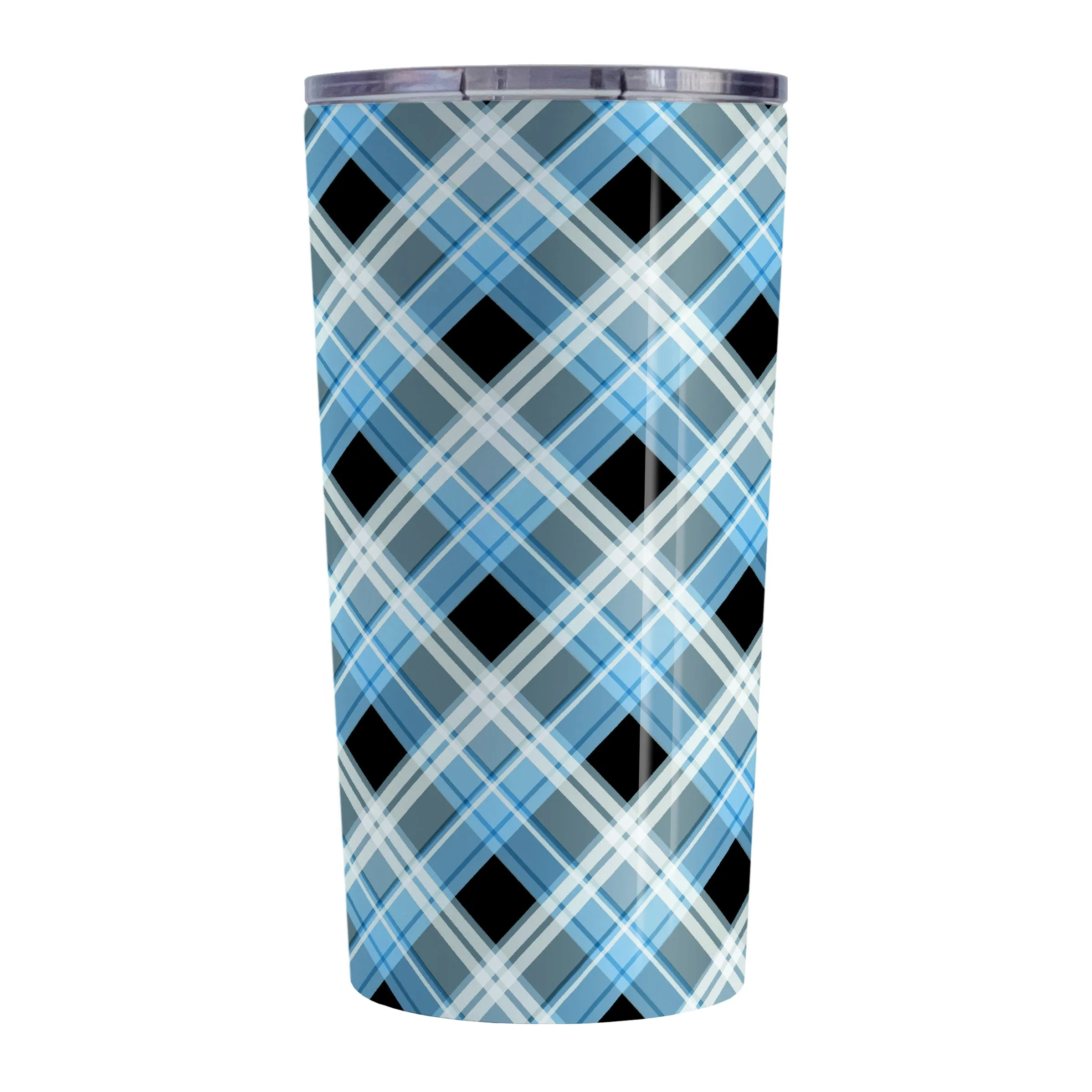 Alternative Black and Blue Plaid Tumbler Cup