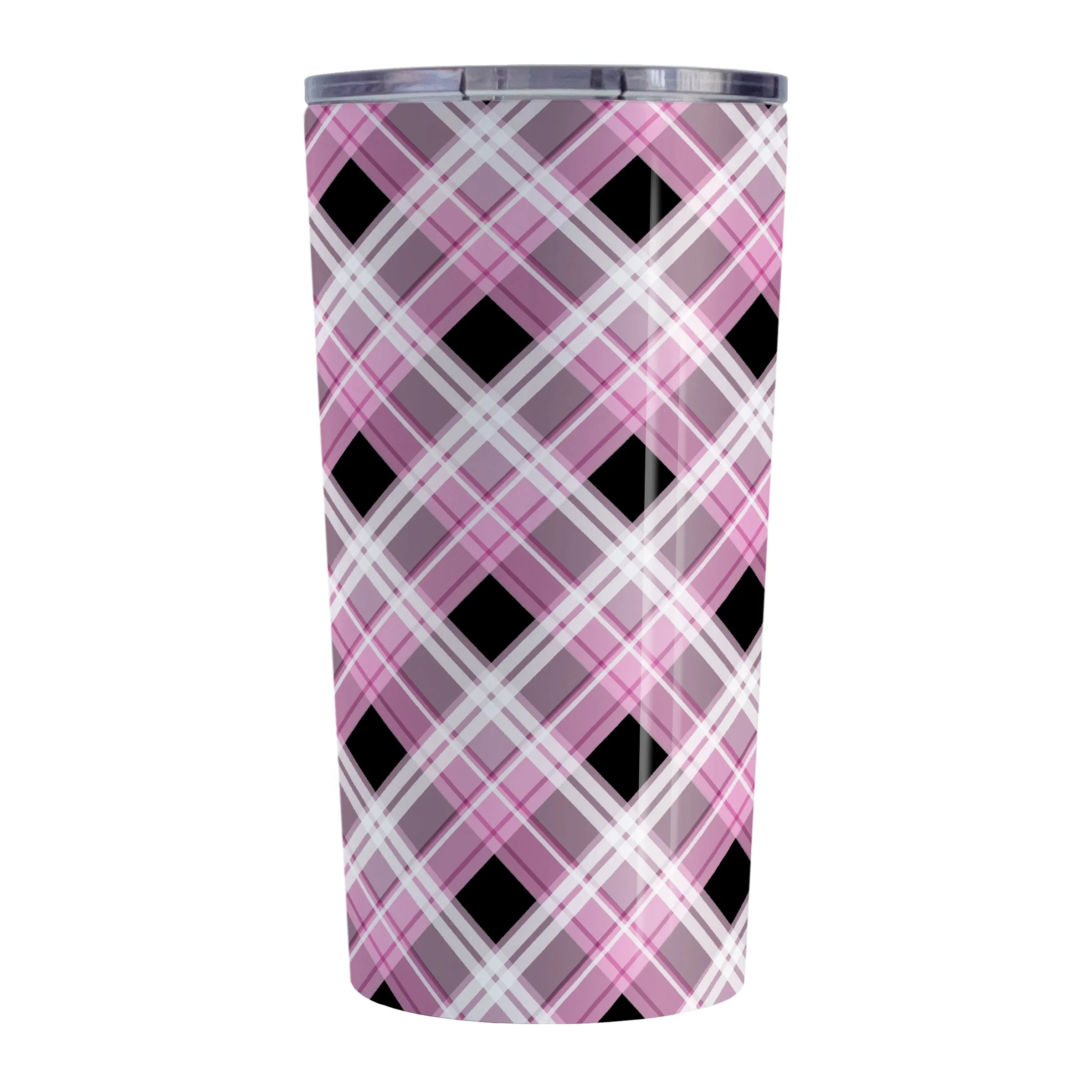 Alternative Black and Pink Plaid Tumbler Cup