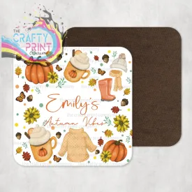 Autumn Vibes Personalised Coaster