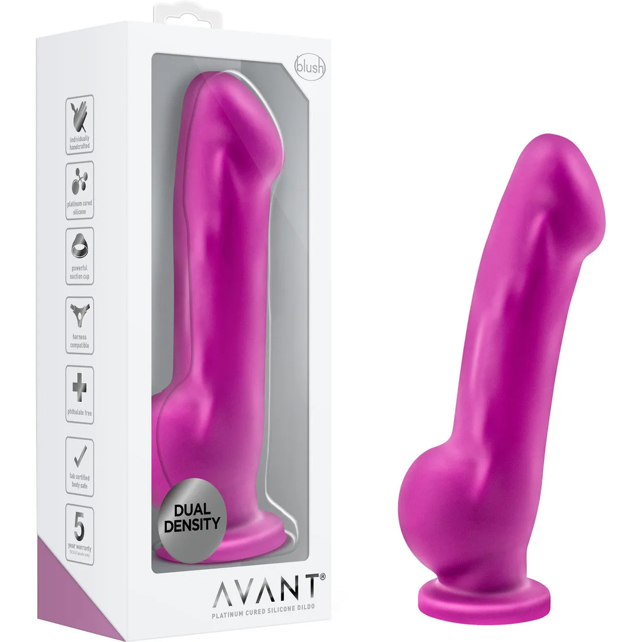 Avant D7 Ergo Silicone Suction Cup Dildo by Blush - Violet