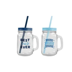 Best Dad Mason Cup & Straw