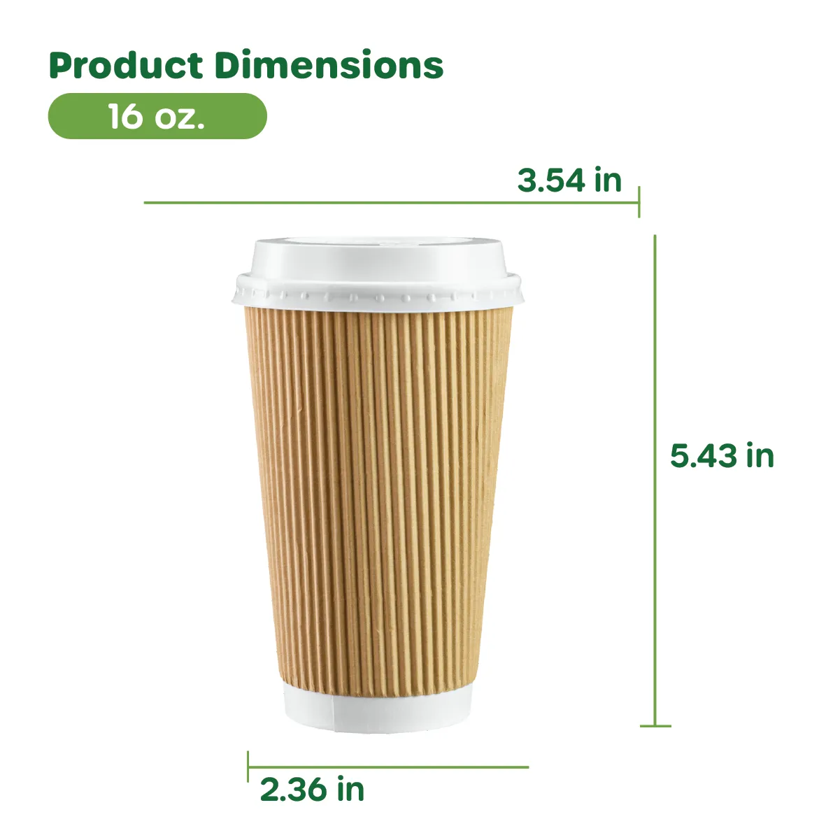 [Case of 250] 16 oz. Insulated Ripple Paper Hot Coffee Cups With Lids & Stirrers