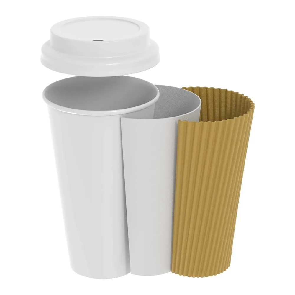 [Case of 250] 16 oz. Insulated Ripple Paper Hot Coffee Cups With Lids & Stirrers