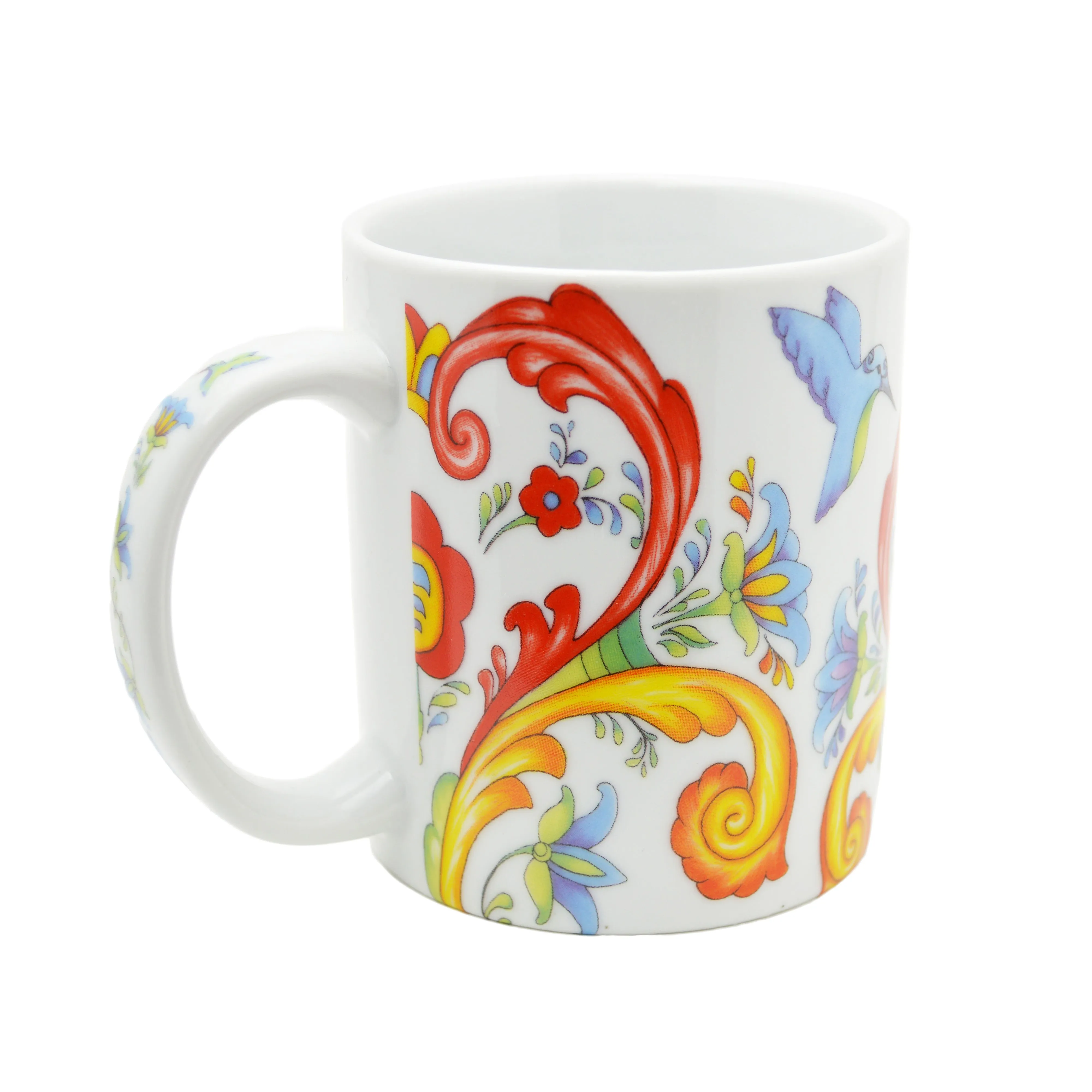 Ceramic Coffee Mug Colorful Rosemaling