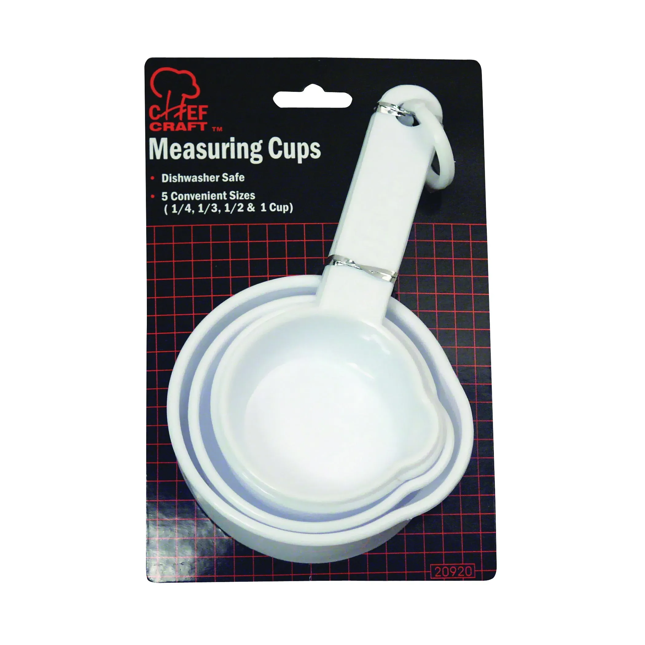 CHEF CRAFT 20920 Measuring Cup Set, Metric Graduation, Plastic, White