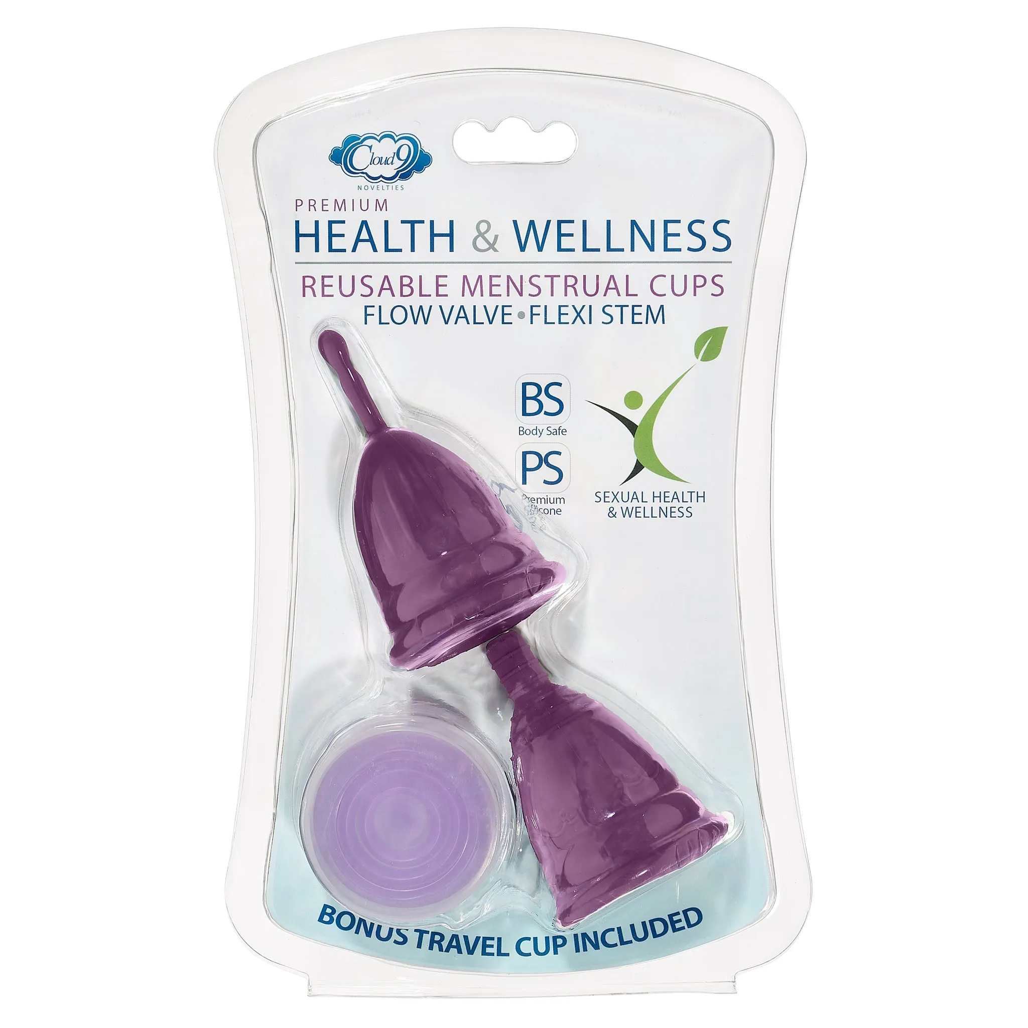 Cloud 9 Health & Wellness Reusable Menstrual Cups 3-pk W-bonus Travel Cup & Case