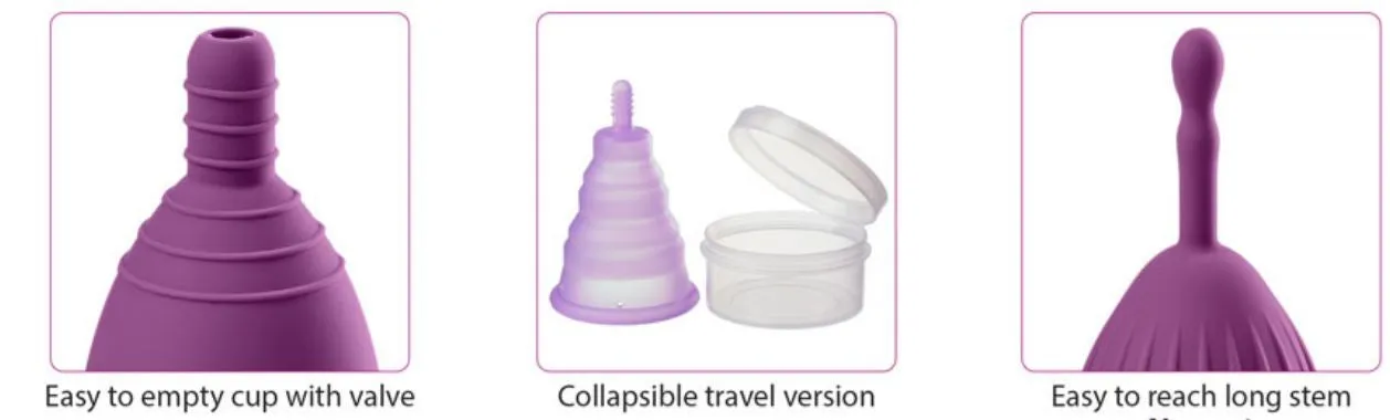 Cloud 9 Health & Wellness Reusable Menstrual Cups 3-pk W-bonus Travel Cup & Case