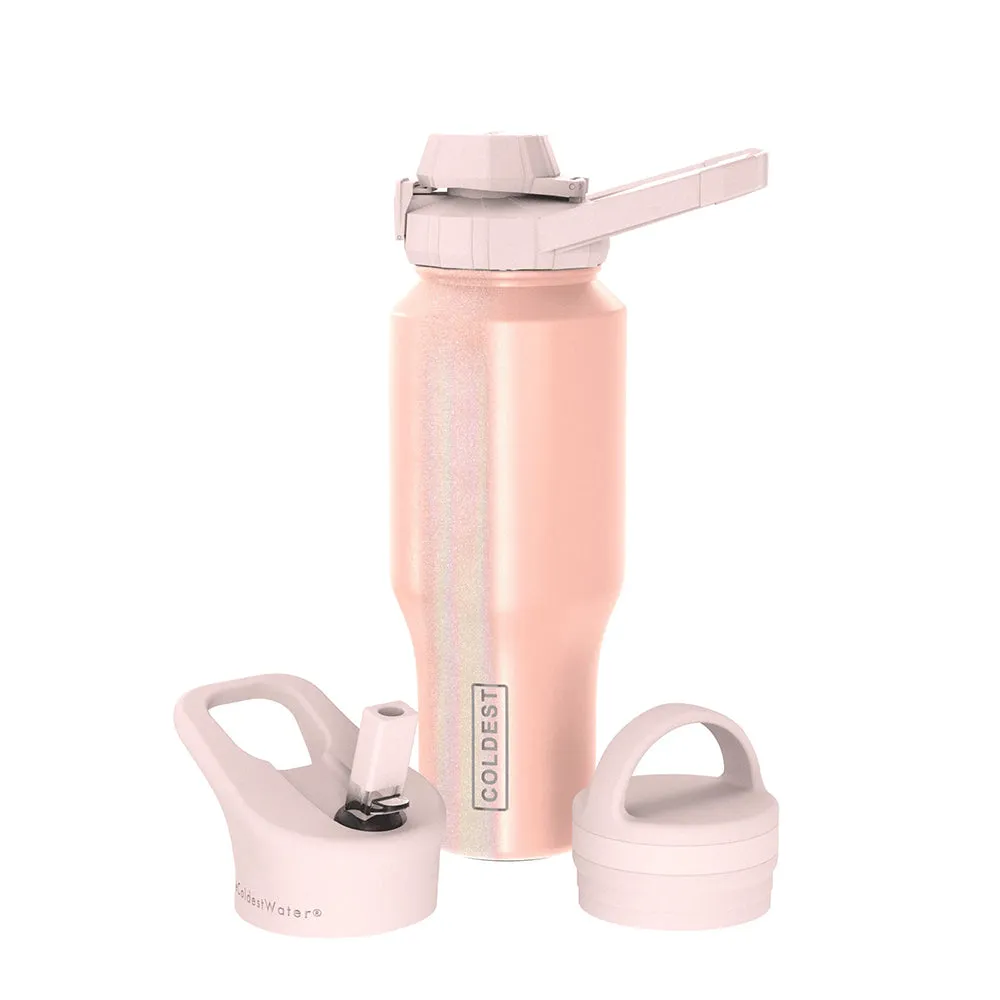 COLDEST 36 Oz (1 Liter) Shaker Bottle with Wide Mouth 3 Lids