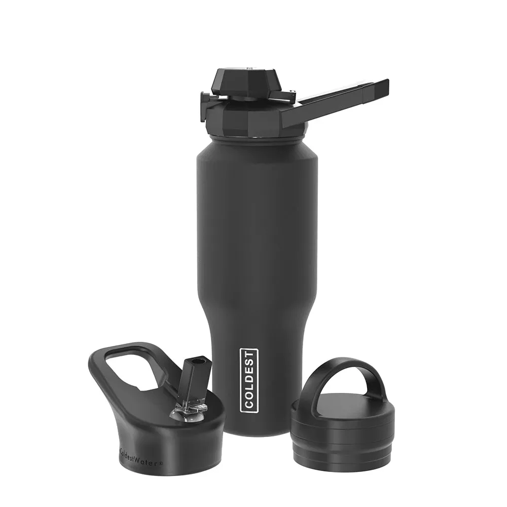 COLDEST 36 Oz (1 Liter) Shaker Bottle with Wide Mouth 3 Lids