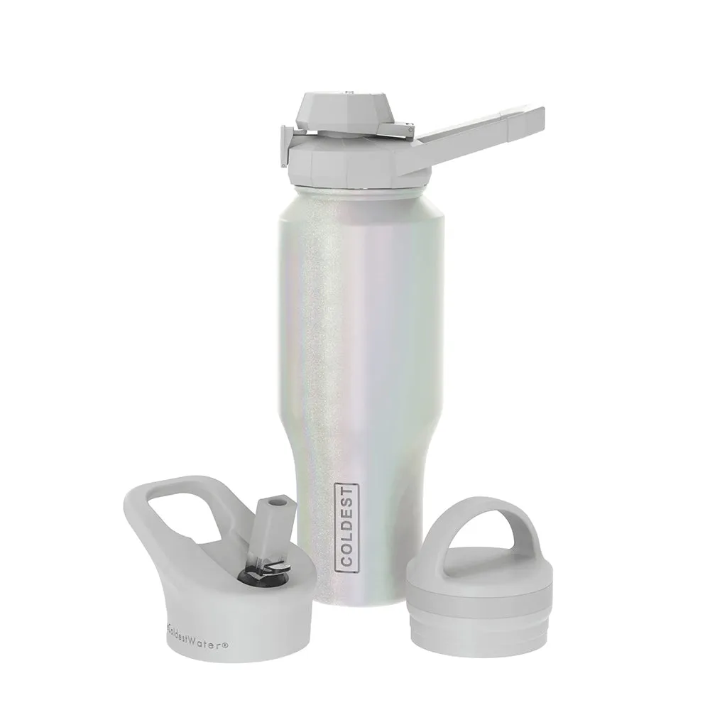 COLDEST 36 Oz (1 Liter) Shaker Bottle with Wide Mouth 3 Lids