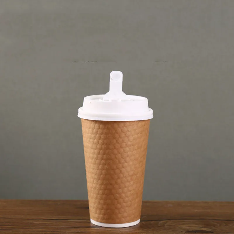 Diamond Paper Disposable With Lid Coffee Takeaway Packing Cup