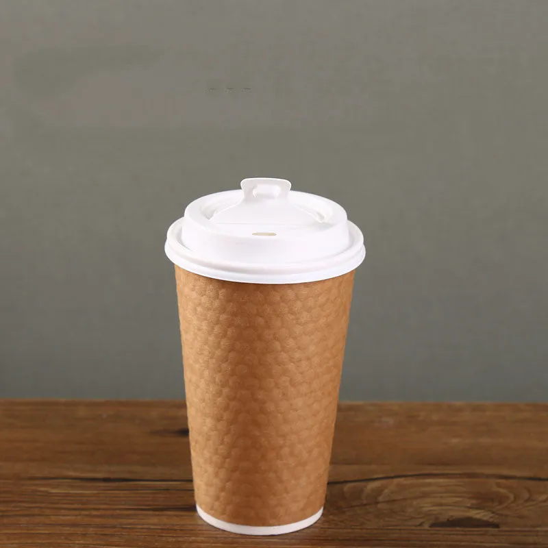 Diamond Paper Disposable With Lid Coffee Takeaway Packing Cup