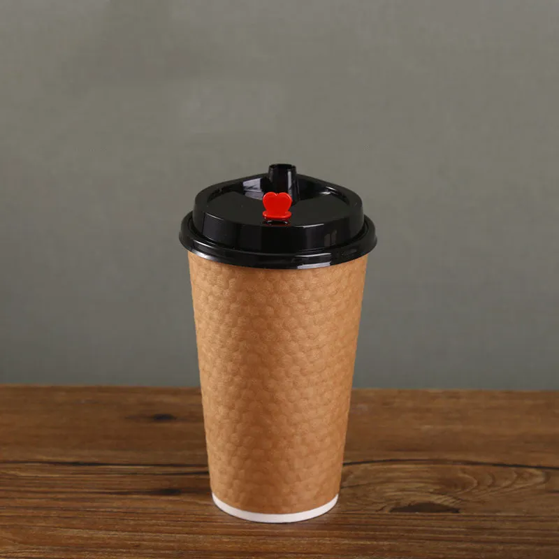 Diamond Paper Disposable With Lid Coffee Takeaway Packing Cup