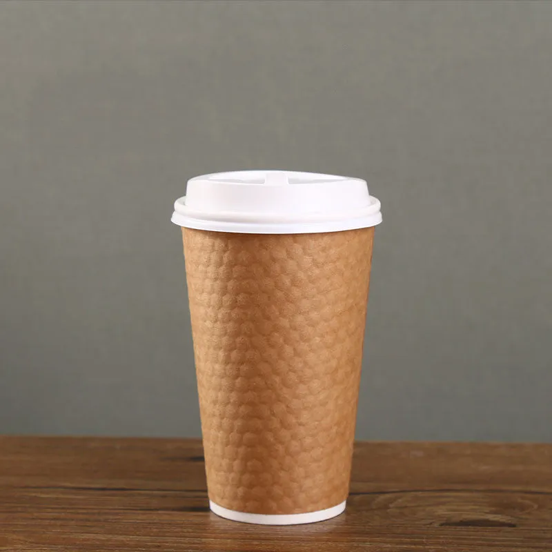 Diamond Paper Disposable With Lid Coffee Takeaway Packing Cup