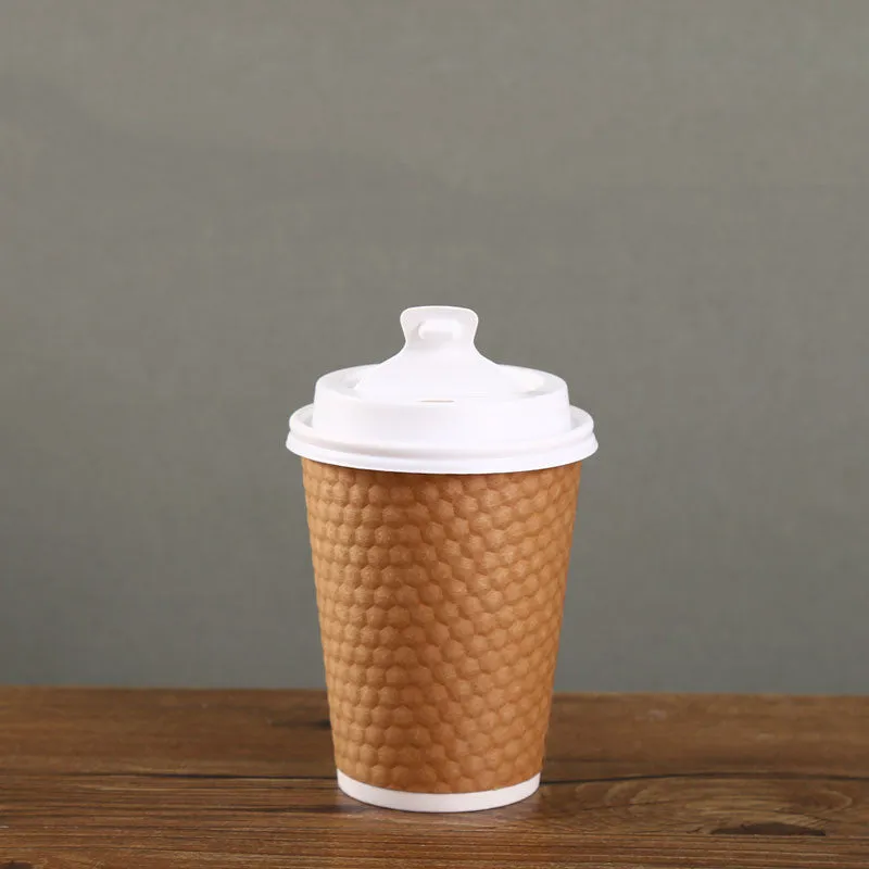 Diamond Paper Disposable With Lid Coffee Takeaway Packing Cup