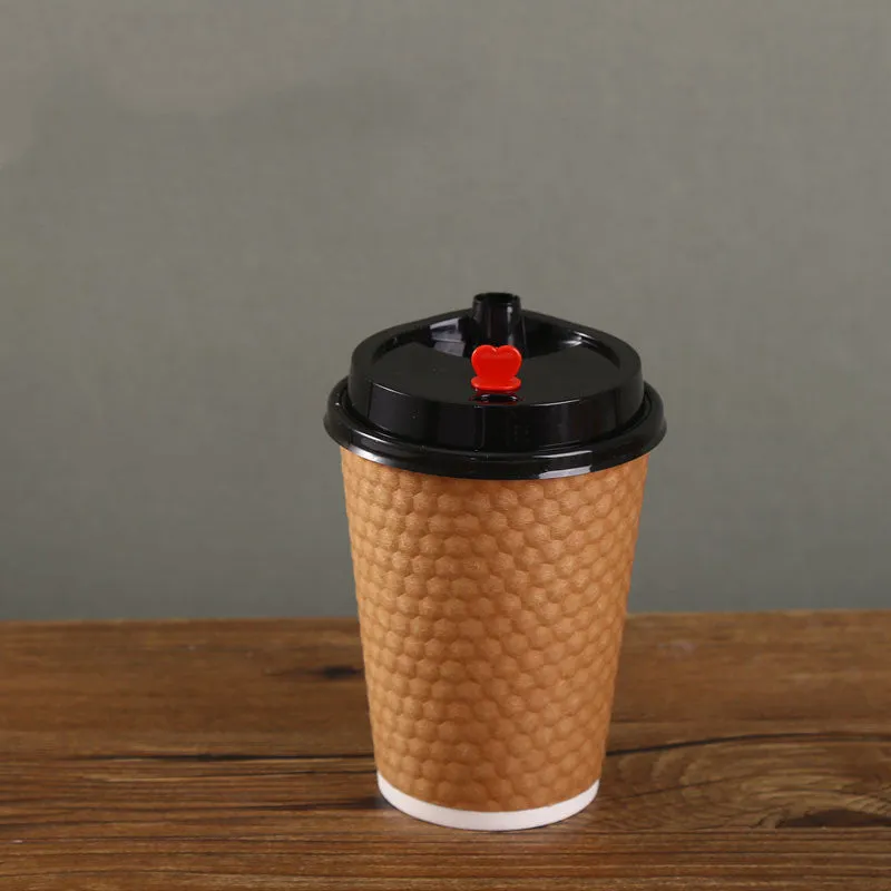 Diamond Paper Disposable With Lid Coffee Takeaway Packing Cup