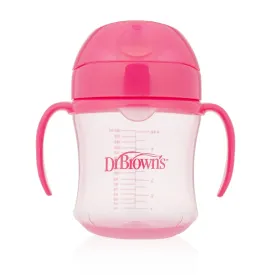 Dr. Browns 6 oz/180 ml Soft-Spout Transition Cup w/ Handles (Pink Deco, 6m , 1-Pack)