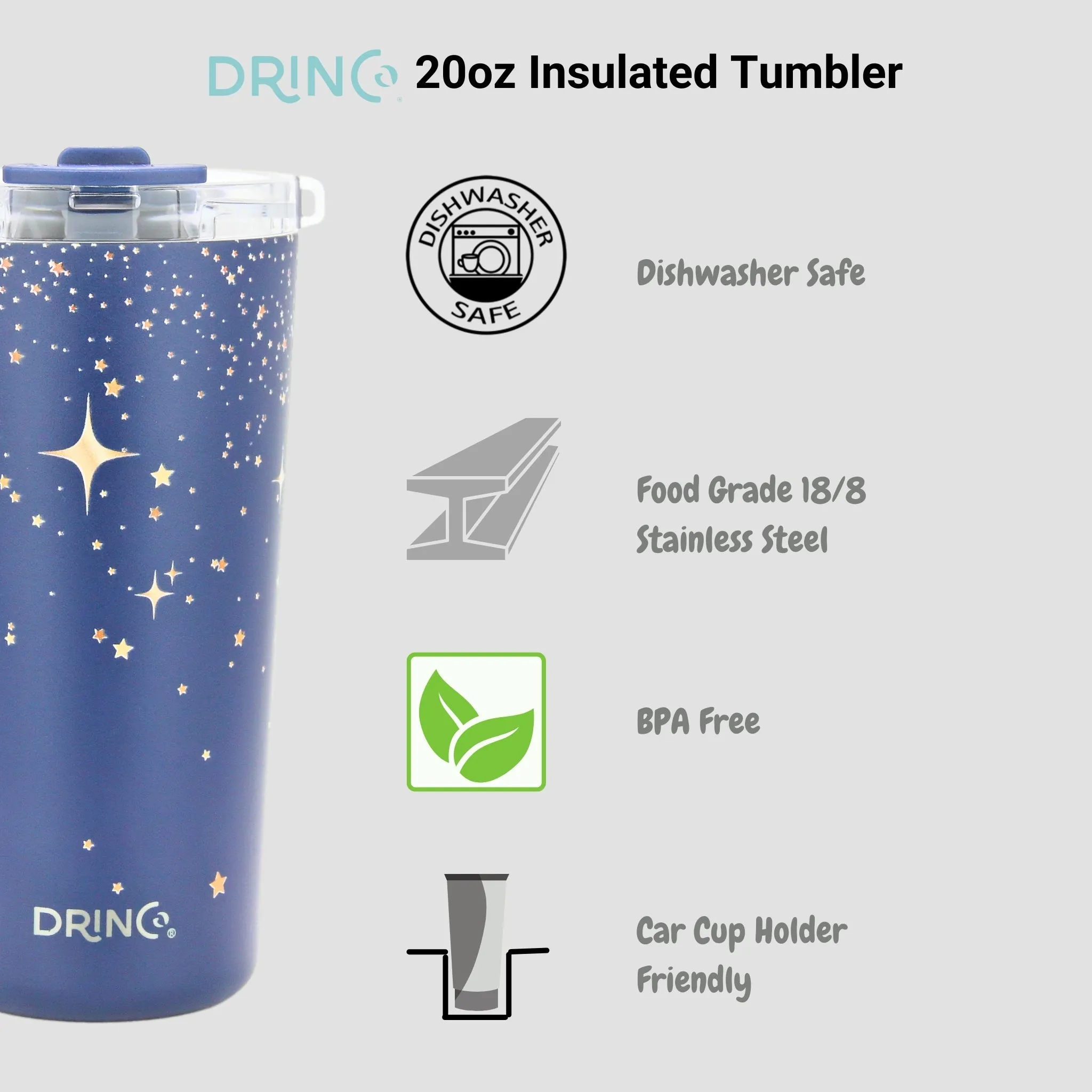 DRINCO®  Seattle 20oz Leakproof Tumbler with Straw - North Star