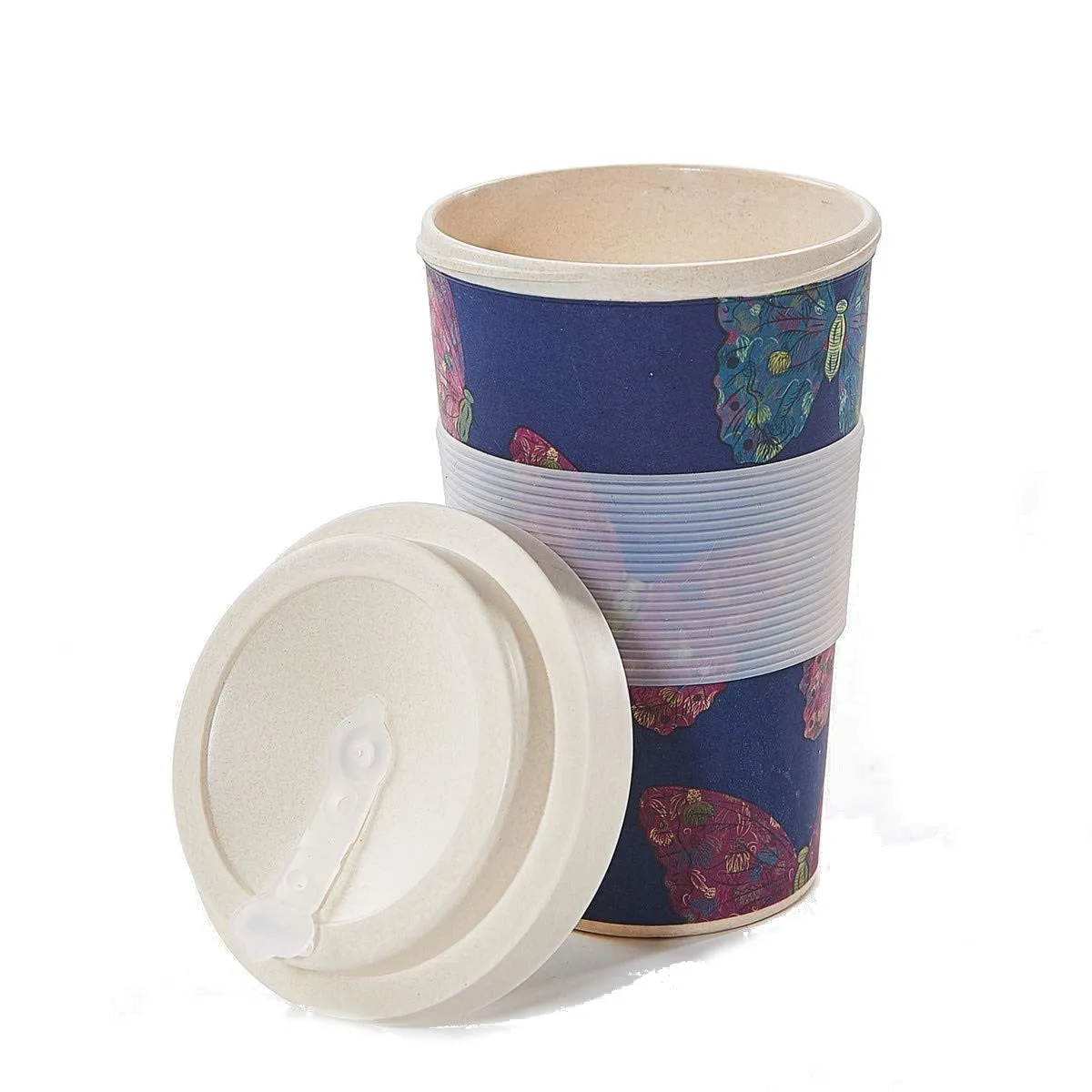 Eco Chic Navy Butterfly Bamboo Cup