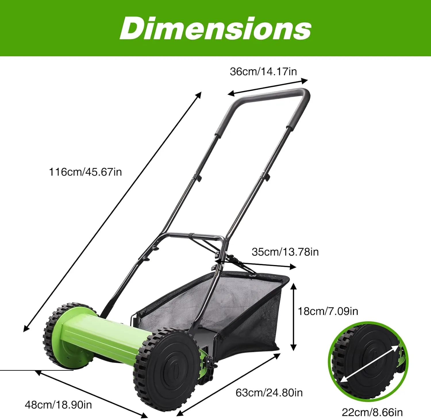 Eco-Friendly Push Reel Lawn Mower: Precision Blades, Adjustable Heights, Efficient Catcher