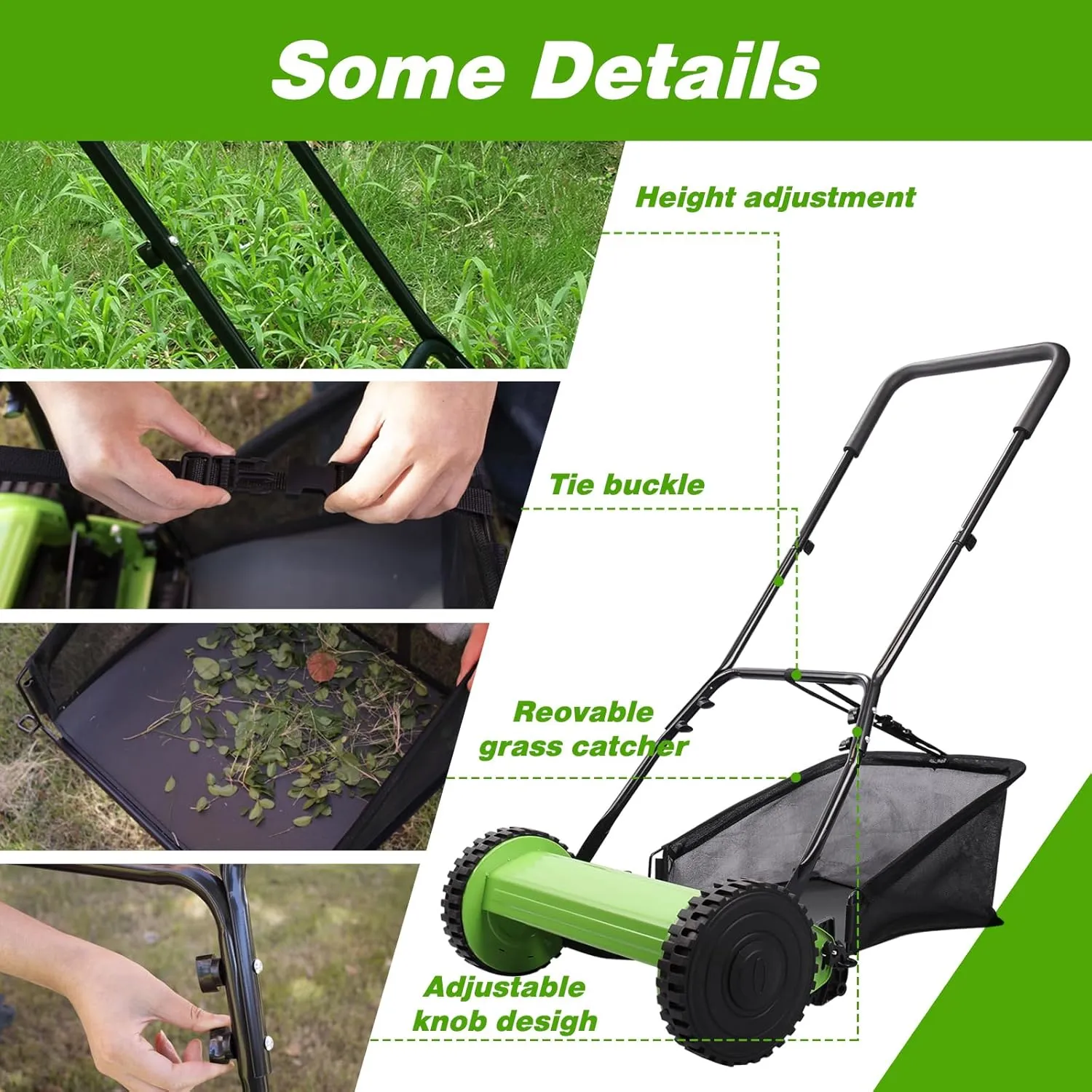 Eco-Friendly Push Reel Lawn Mower: Precision Blades, Adjustable Heights, Efficient Catcher