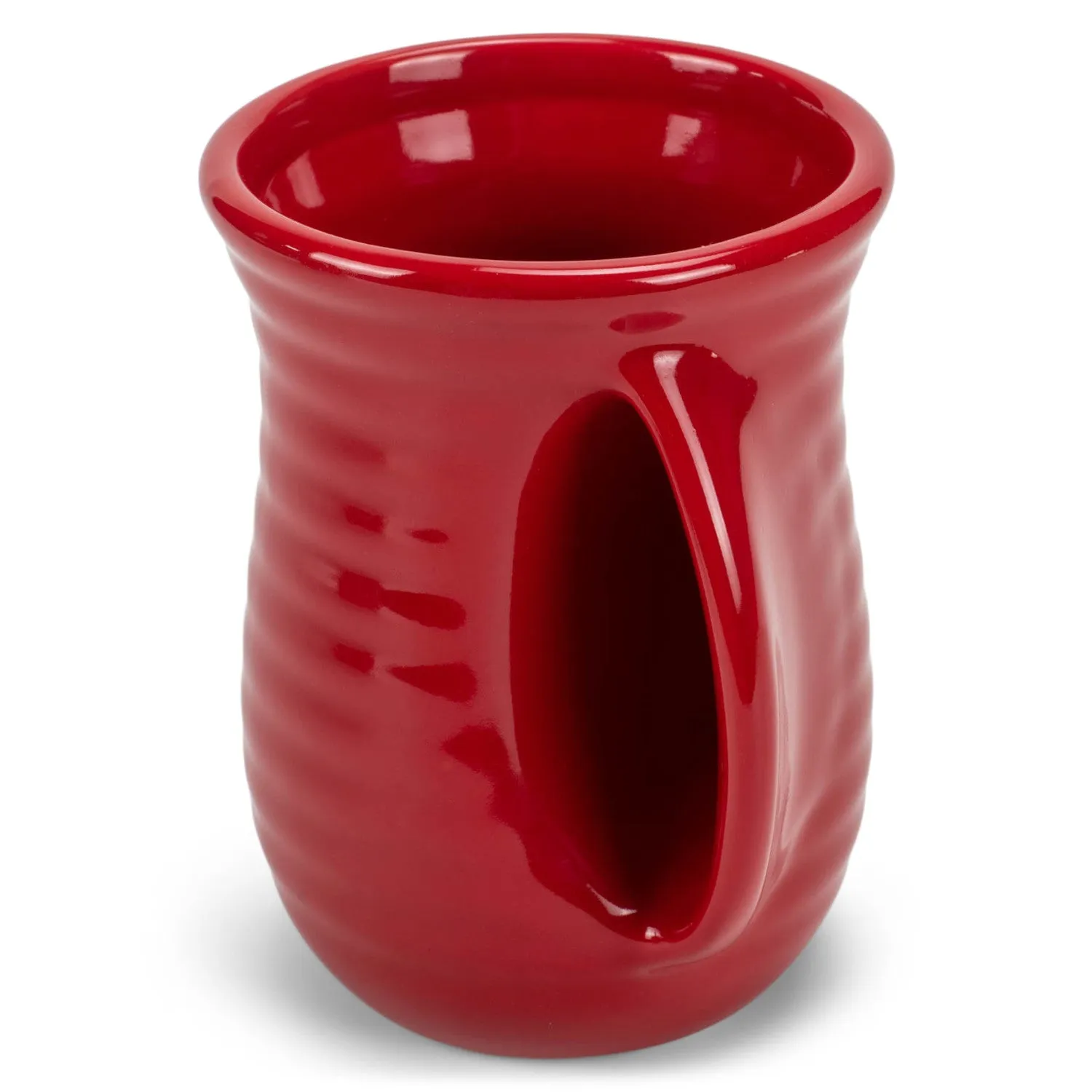 Elanze Designs Ribbed Solid Christmas Red 14 ounce Ceramic Handwarmer Mugs Set of 4