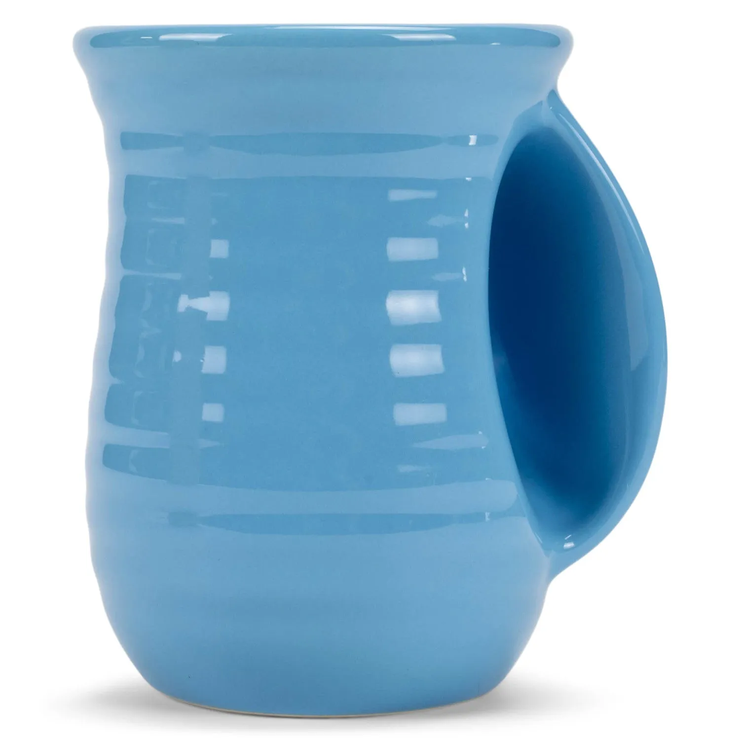 Elanze Designs Ribbed Solid Ice Blue 14 ounce Ceramic Handwarmer Mug