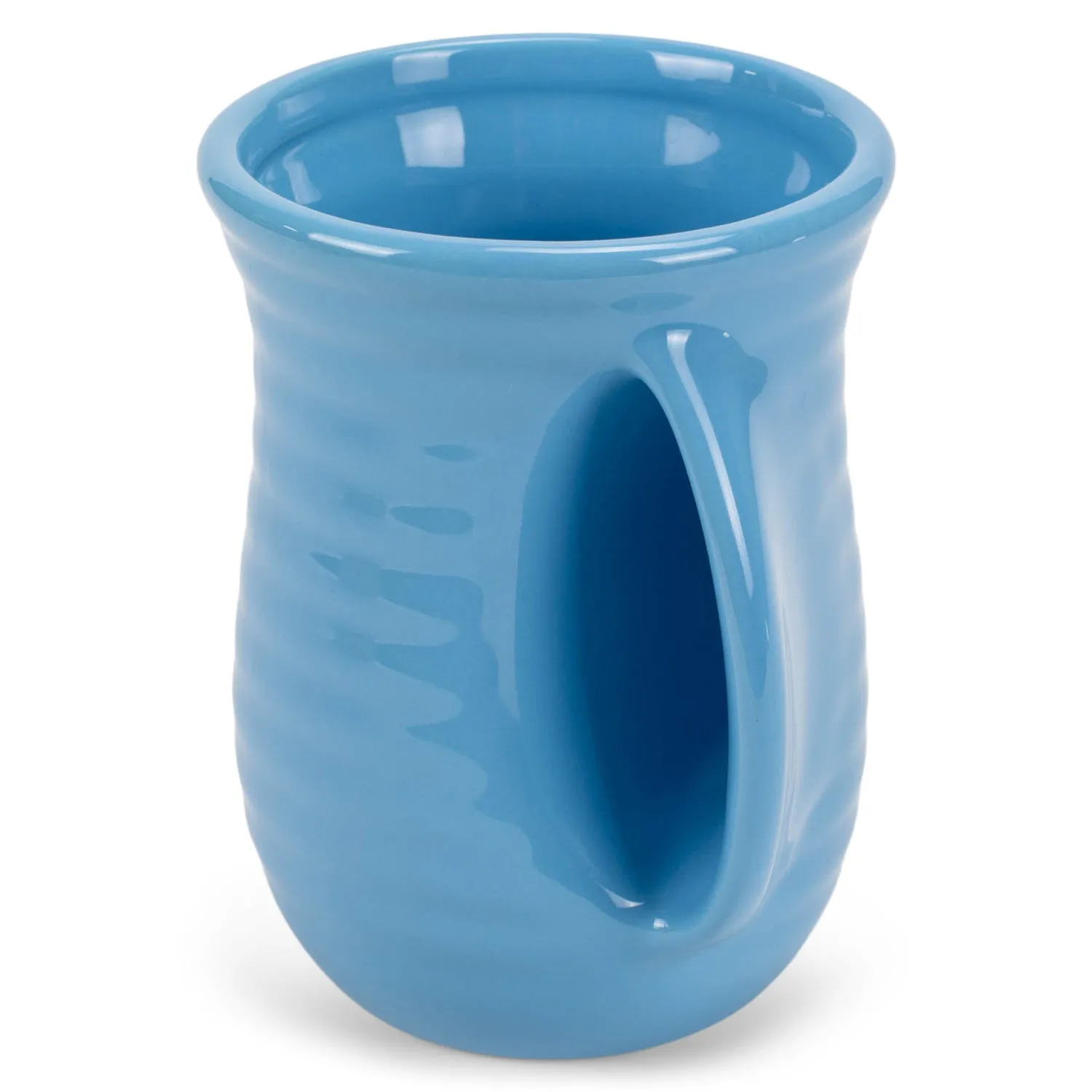 Elanze Designs Ribbed Solid Ice Blue 14 ounce Ceramic Handwarmer Mug