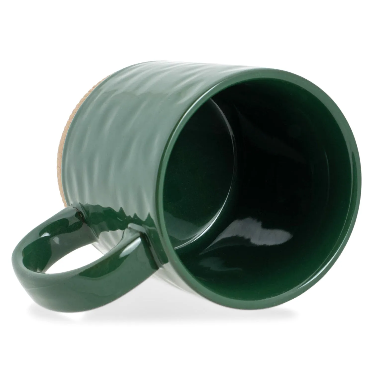 Elanze Designs Solid Green 13 ounce Glossy Ceramic Coffee Mugs Pack of 4