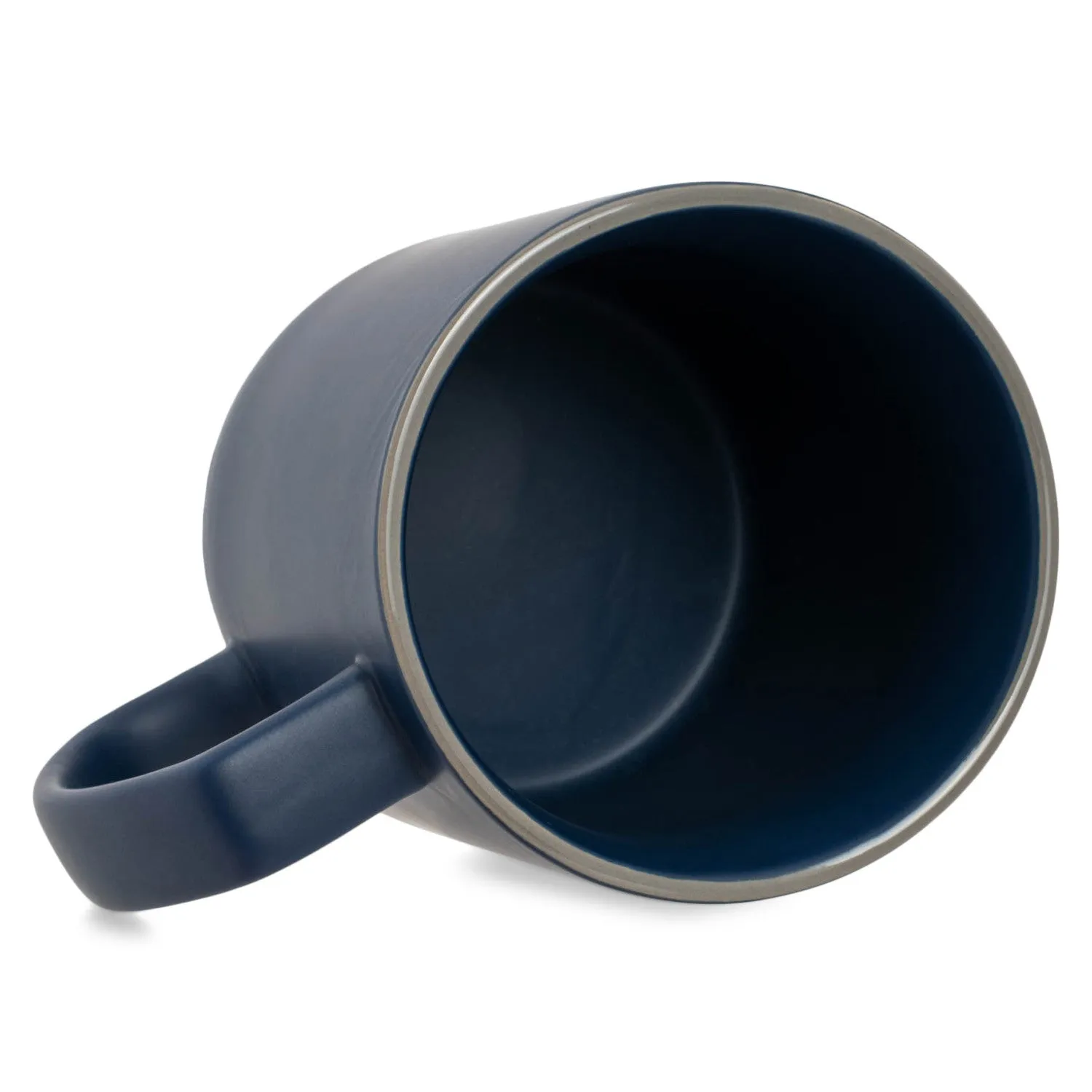 Elanze Designs Solid Navy Blue 13 ounce Glossy Ceramic Coffee Mugs Pack of 4