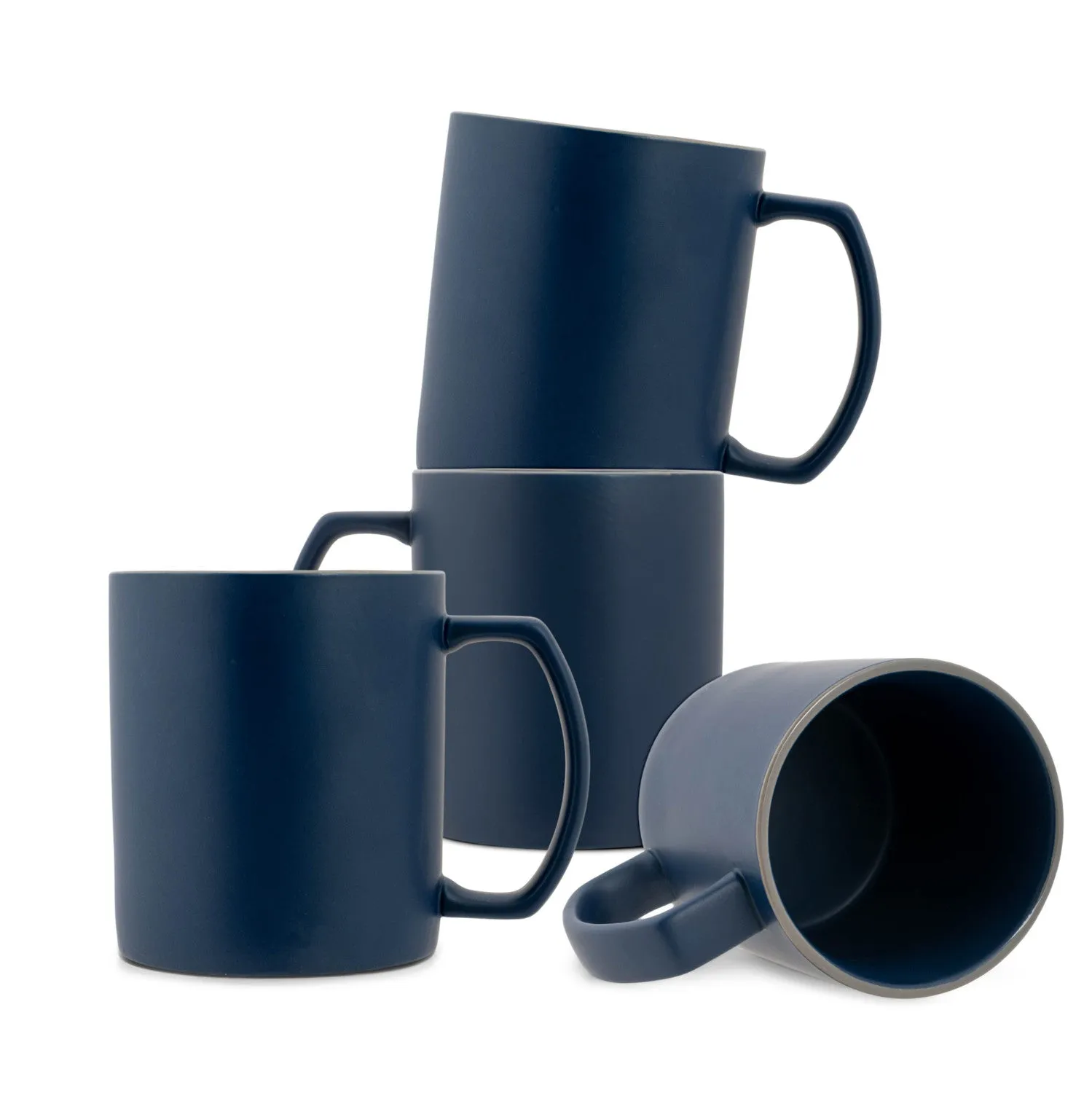 Elanze Designs Solid Navy Blue 13 ounce Glossy Ceramic Coffee Mugs Pack of 4