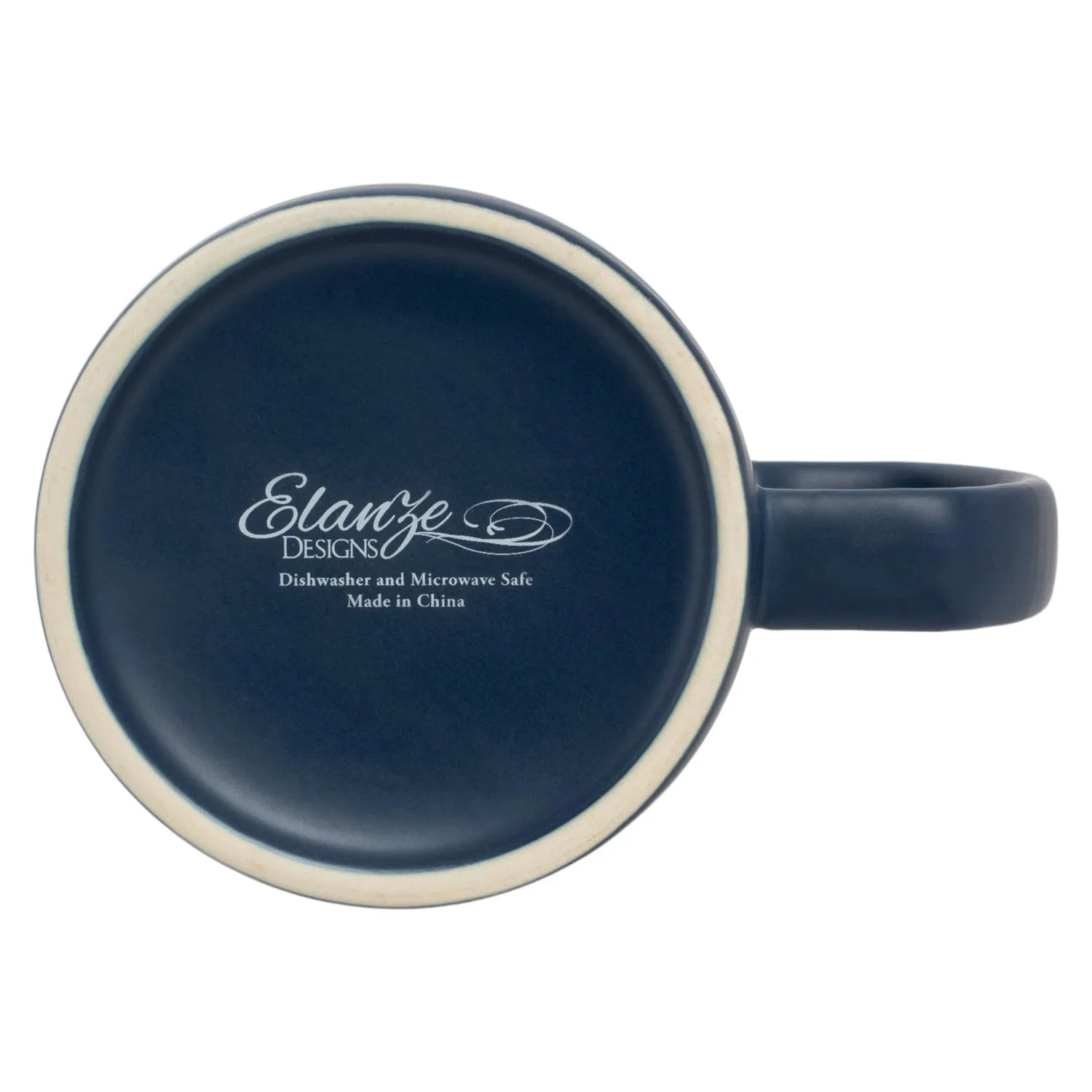 Elanze Designs Solid Navy Blue 13 ounce Glossy Ceramic Coffee Mugs Pack of 4