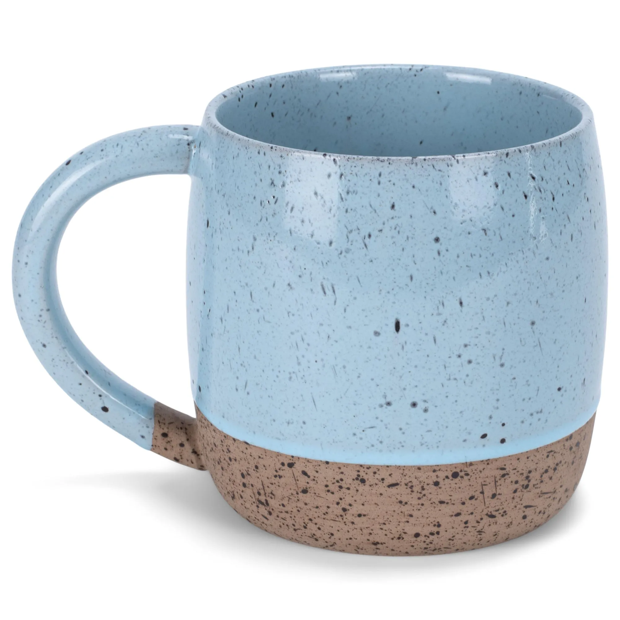 Elanze Designs Speckled Raw Bottom 17 ounce Ceramic Mug, Ice Blue