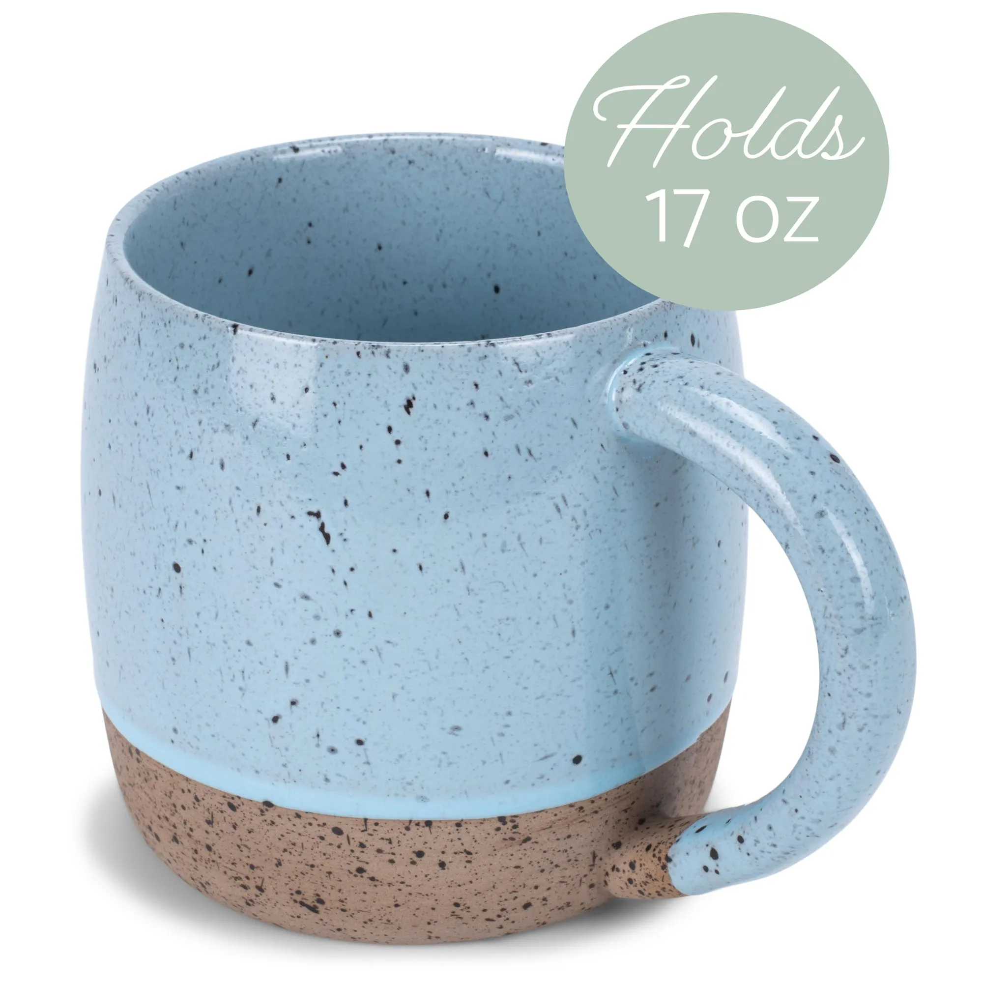 Elanze Designs Speckled Raw Bottom 17 ounce Ceramic Mug, Ice Blue