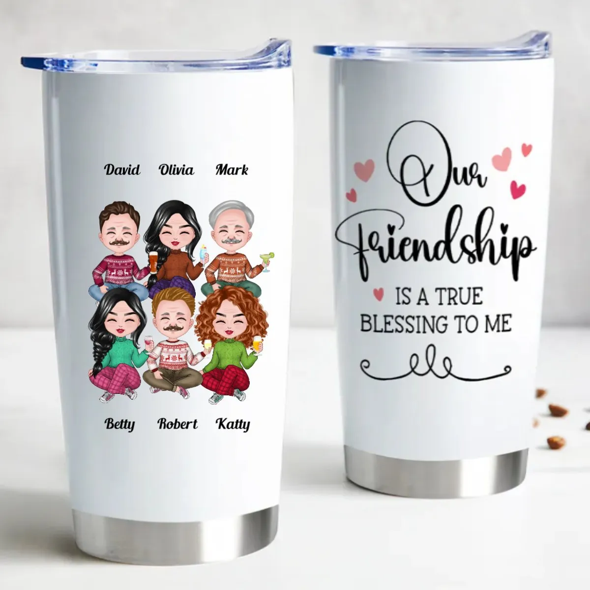 Friendship Blessings 20oz Personalized Steel Tumbler - Keeps Drinks Hot/Cold