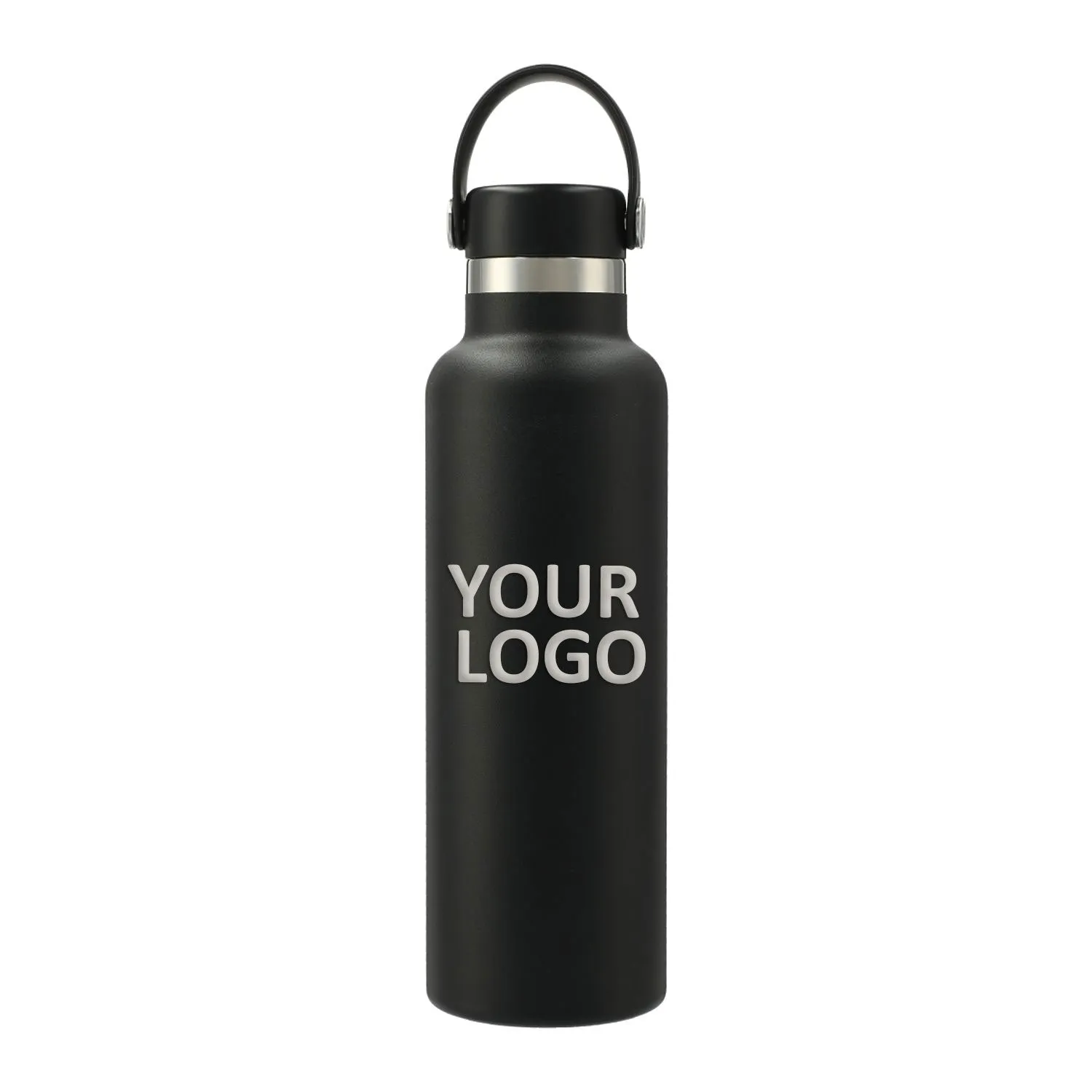 Hydro Flask Standard Mouth 21 oz Custom Bottles with Flex Cap, Black