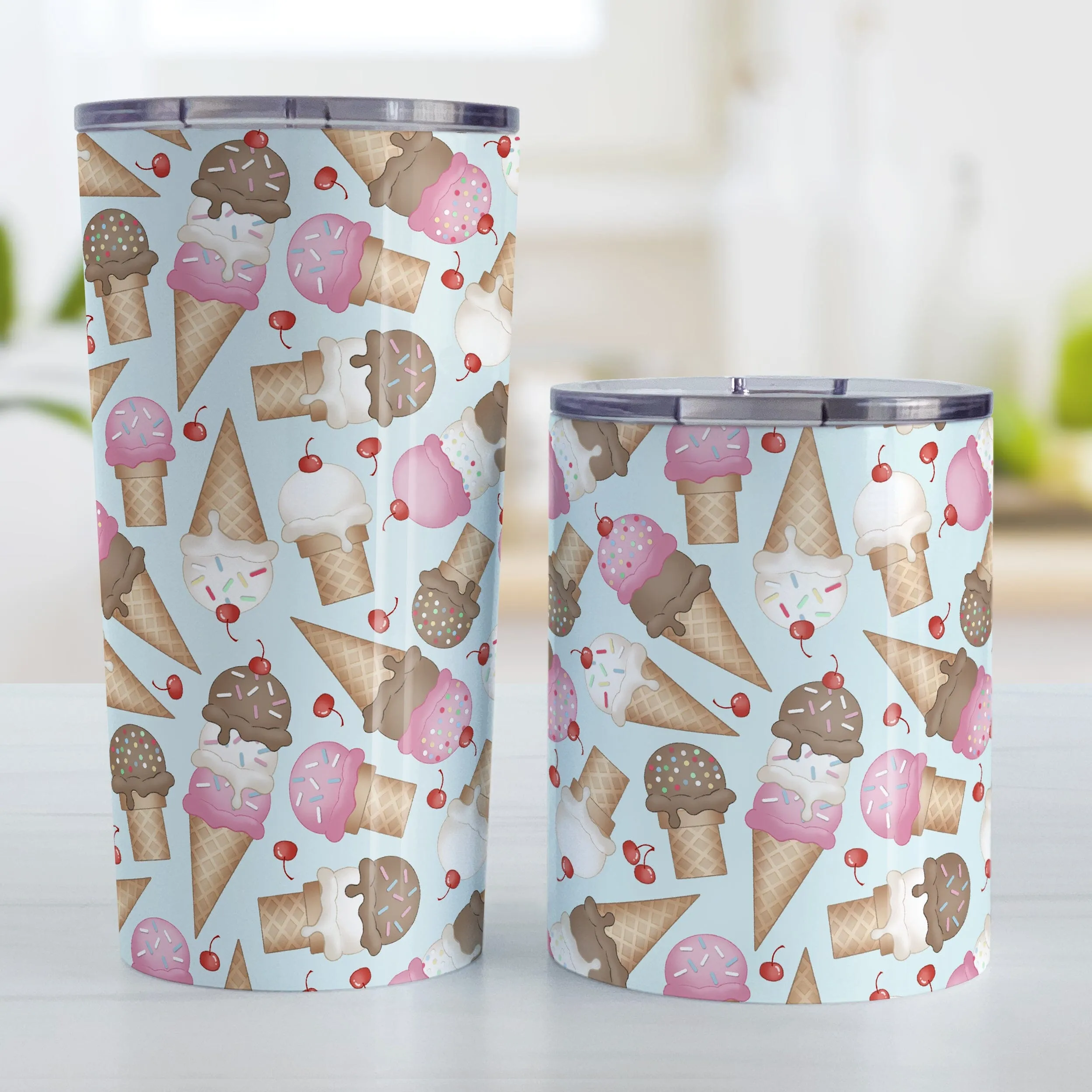 Ice Cream Cones Pattern Tumbler Cup