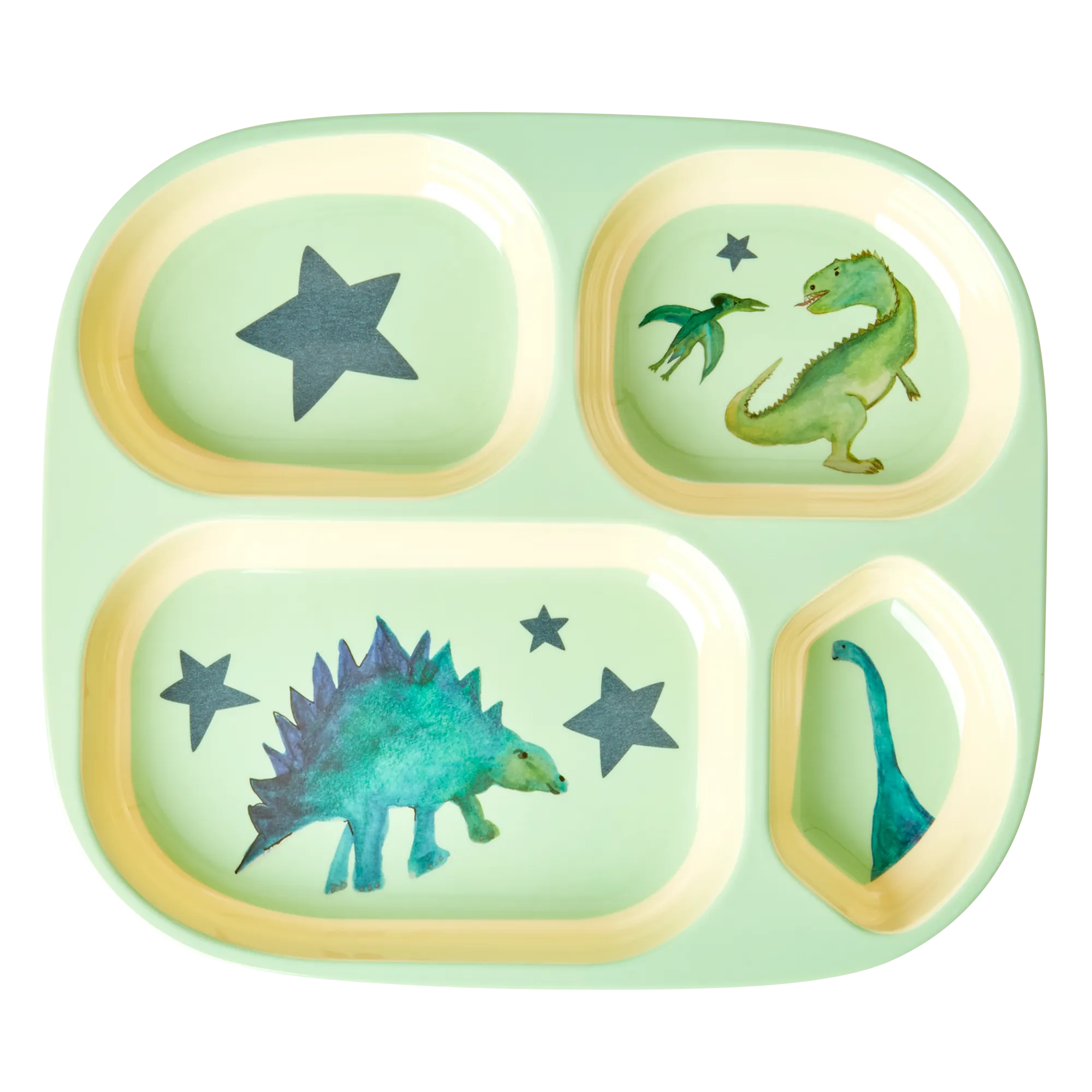 Kids 4 Room Plate - Soft Green - Dino Print