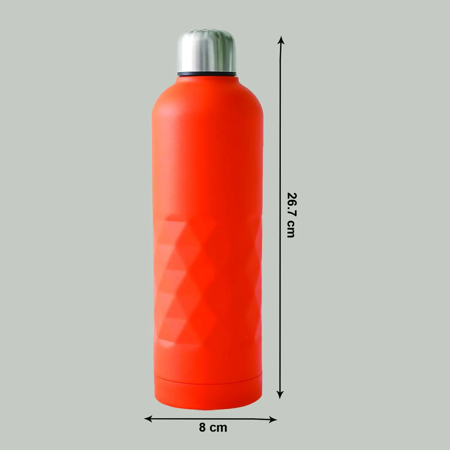 Kuber Industries Pack of 3 Vacuum Insulated Water Bottle | Stainless Steel Water Bottle | Hot & Cold Water Bottle | Leakproof, BPA Free, Rustproof | 750 ML | Orange