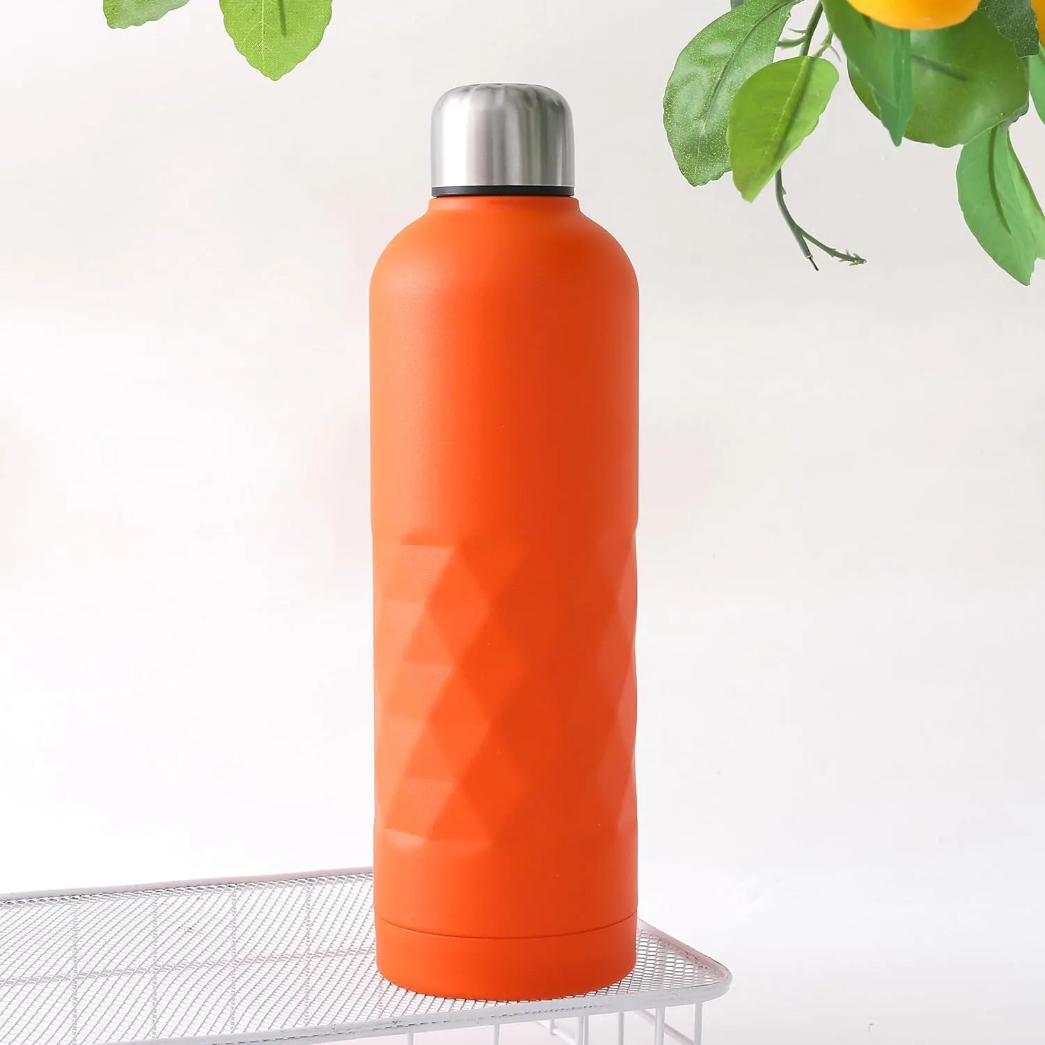 Kuber Industries Pack of 3 Vacuum Insulated Water Bottle | Stainless Steel Water Bottle | Hot & Cold Water Bottle | Leakproof, BPA Free, Rustproof | 750 ML | Orange