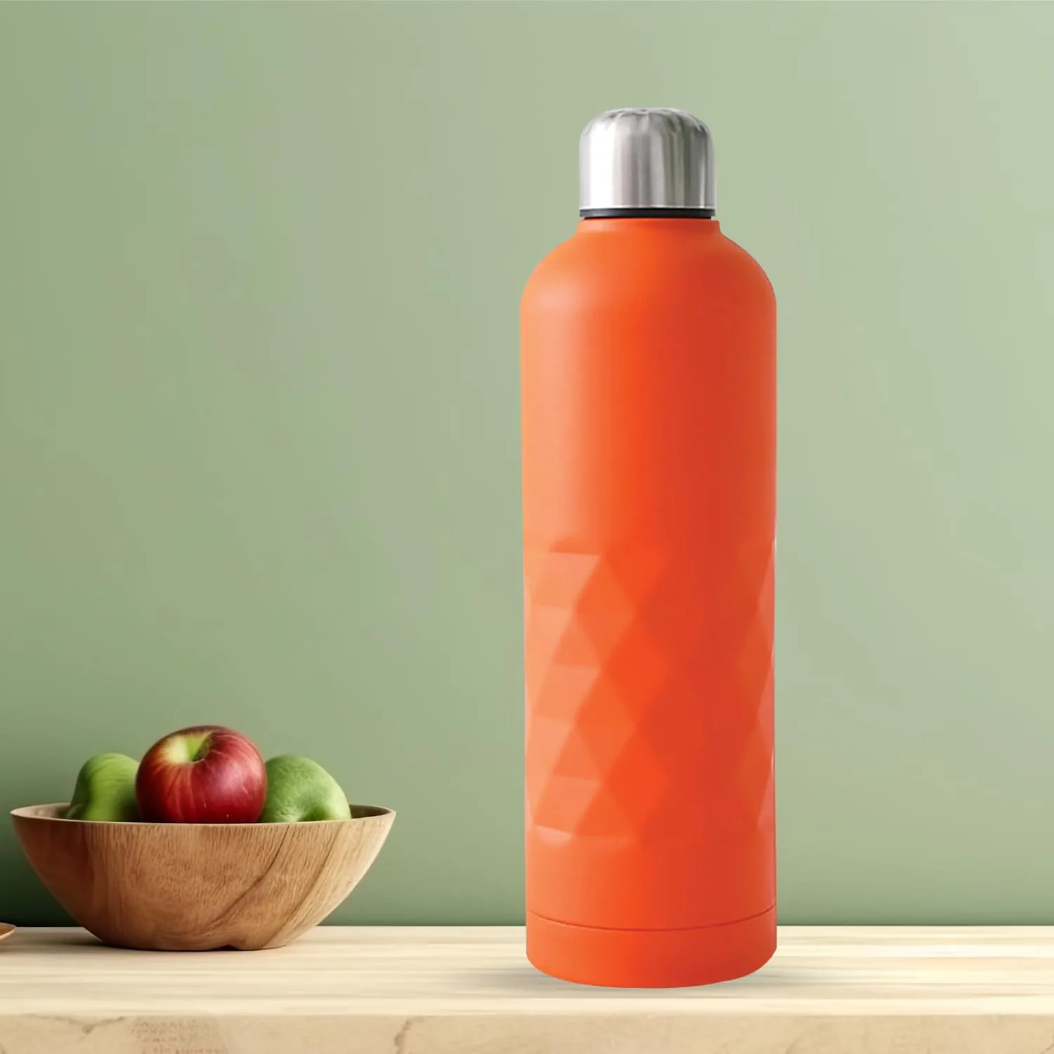 Kuber Industries Pack of 3 Vacuum Insulated Water Bottle | Stainless Steel Water Bottle | Hot & Cold Water Bottle | Leakproof, BPA Free, Rustproof | 750 ML | Orange