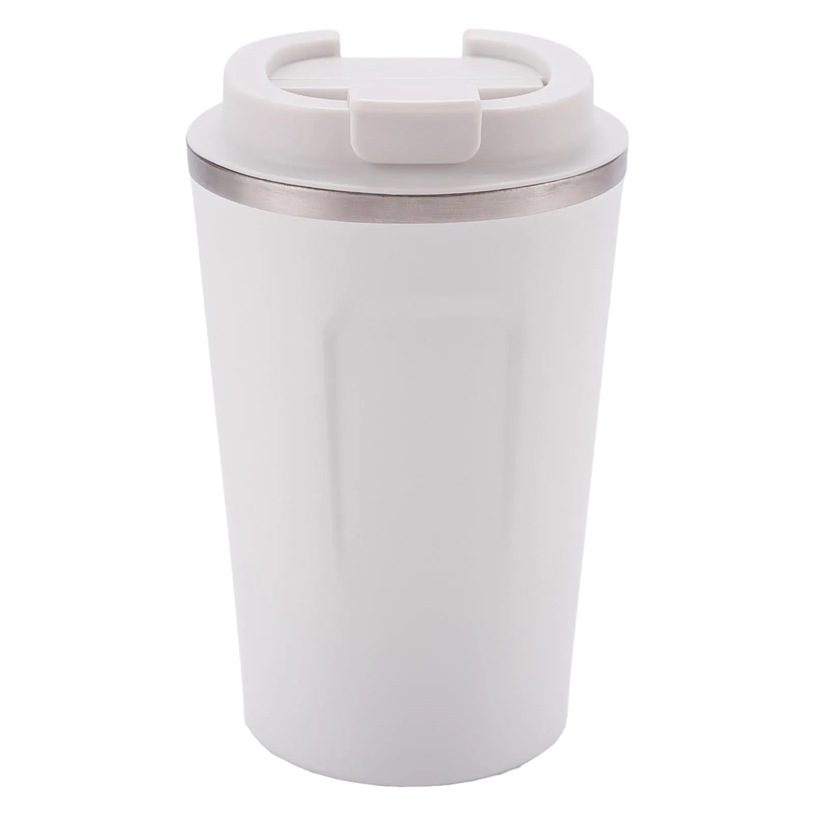 Kuber Industries Stainless Steel Insulated Coffee Cup with Sipper Mouth|Travel Coffee Mug "380 ML"|White|