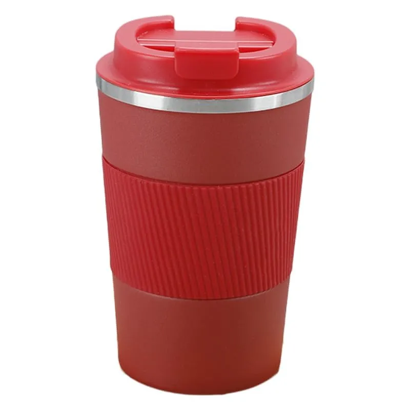 Kuber Industries Stainless Steel Insulated Coffee Mug with Sleeve|Travel Coffee Mug 380 ML-Pack of 5|Red|