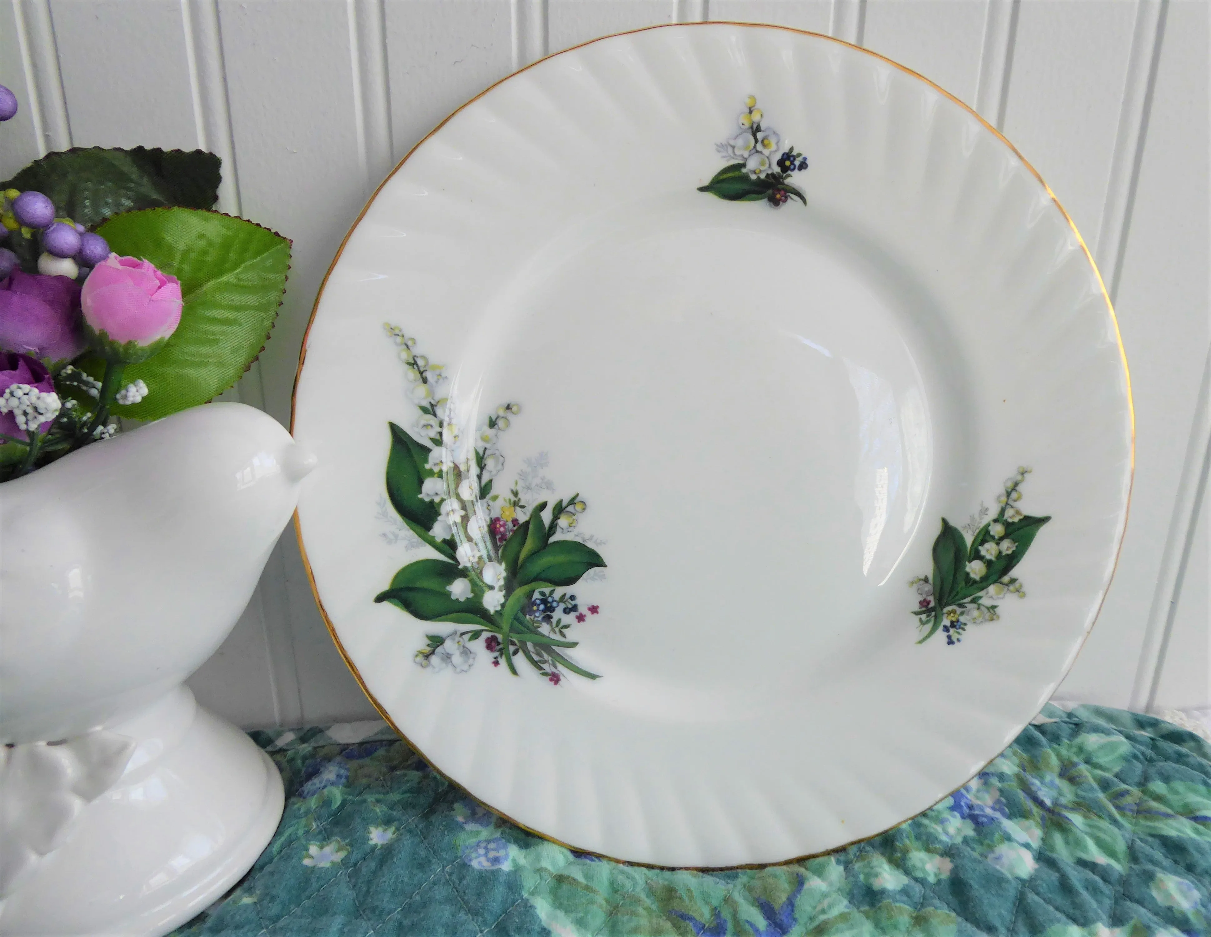 Lily Of The Valley Teacup Trio Elizabethan 1950s Bone China Spring Floral