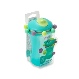 Melii Spin Sippy Cup Turquoise - Fun & Educational Transition Straw Bottle for Babies, Toddlers, Kids - Spill Proof, Easy to Hold, BPA-Free,  Ideal for On-the-Go Hydration