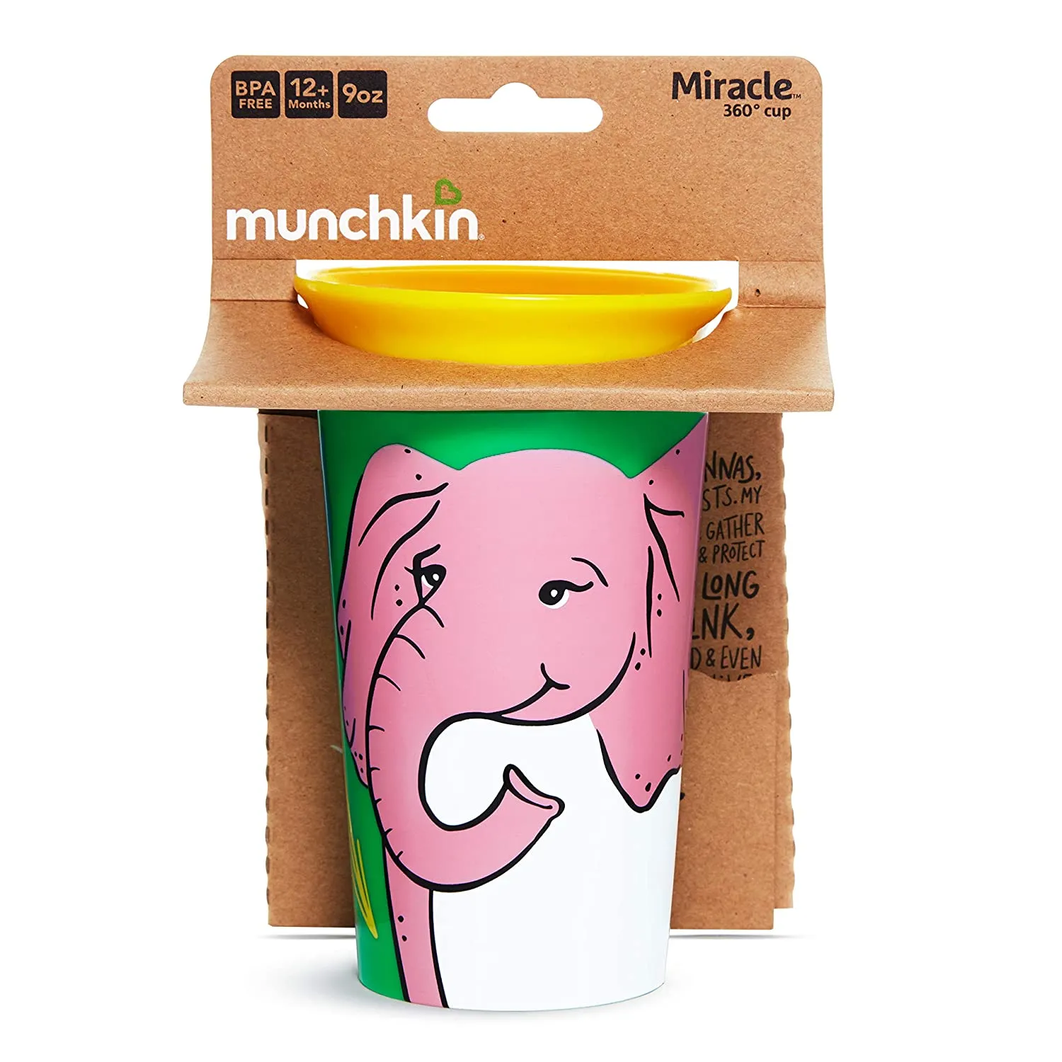 Munchkin Miracle 360 WildLove Sippy Cup, 9 Oz, Elephant