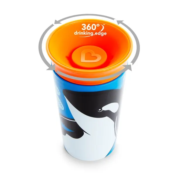 Munchkin Miracle 360 WildLove Sippy Cup, 9 Oz, Orca